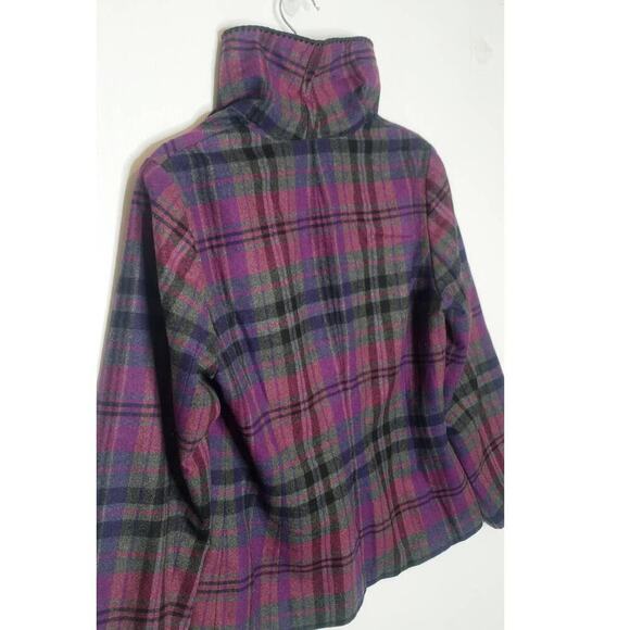 Conrad C Plaid Wool Blend Blazer 6 Ruffle Front Fall Pink Purple Gray Career - Picture 13 of 13